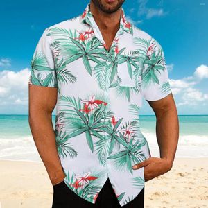 Herren-Freizeithemden, kurzärmeliges Herren-Hemd, bedruckt, Hawaii-Blusen mit Vordertasche, Sommer, Strand, tropisches Oberteil mit Knöpfen