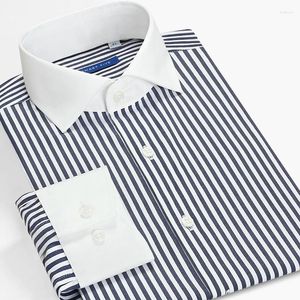 Koszulki sukienki męskie Smart Five Pactch Striped Shirt Men Long Rleeves Slim Fit England Windsor Obroź