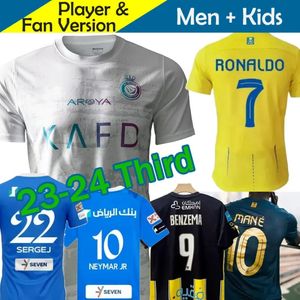 Al-Nassr Terceiro 3º 23/24 Camisas de futebol Kids Kit 2023 2024 Al-Hilal SFC Saudi Camisas de futebol Home Away Al-Ittihad Club Cristiano Ronaldo NEYMAR JR Benzema Mane CR7