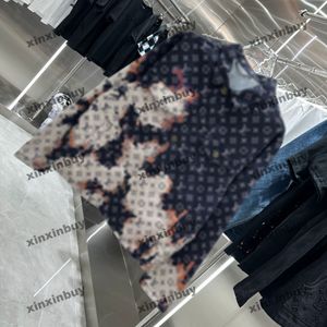 Xinxinbuy 2024男性デザイナーコートジャケットパターングラディエントレタープリント長袖パンツ女性ホワイトカーキブラックブルーS-2xl
