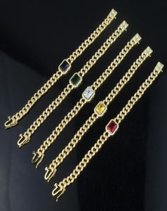 Europe and America 18K Yellow Gold Plated Bling CZ Cuban Bracelet Link Chain for Men Women Wedding Party Gift9847127