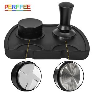 Mugs Espresso Coffee Tamper Distributor Mat Silicone Tools Set Coffeeware Set 515358mm 231214