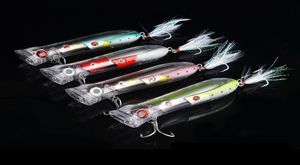 Canlı Hedef Gerçekçi Balık Musky Popper Lures 105cm 26G PS Boyalı Köpek Yürüyen Lazer Swimbaits Bas Fishing Yemi2991422