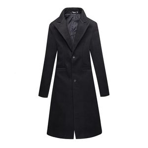 Lã masculina mistura pano de inverno masculino fino preto negócios mais trench coats/masculino fino lã pano mistura casaco jaquetas 231213