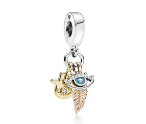 Nya populära 925 Sterling Silver Hand Eye Feather Pendant Pärlor för Charm Armband DIY Women039S smycken Fashion Accesso4586419155