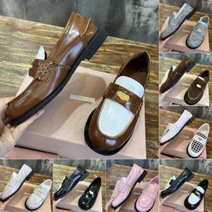 Designer-Schuhe, Abendschuhe, Penny-Loafer aus Leder, Damen-Loafer mit runder Zehenpartie, modische Vintage-Loafer, Loafer aus gebürstetem Leder, Gummisohle, Leder-Einlegesohle, Größe 35–40