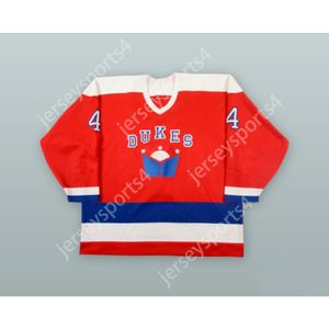 Custom SEAN BURNS 4 HAMILTON DUKES RED HOCKEY JERSEY NEW Top Stitched S-M-L-XL-XXL-3XL-4XL-5XL-6XL