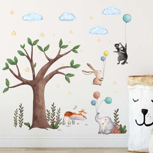 100X100 cm Cartoon Grande Albero e Palloncini Animali Adesivi murali per la Camera dei bambini Camera da letto Baby Nursery Room Decalcomanie murali Carta da parati