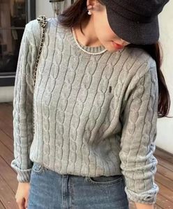 Scan LOGO Small Horse brand Design Women's pure cotton Gentiana Stitch round neck pullover sweaters luxury slim long sleeve knitting sweater for women Sweatshirt