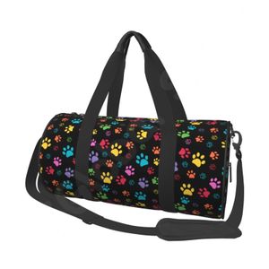 Borsoni colorati Zampa di cane Stampa Borsoni Borsone sportivo impermeabile Borsa da viaggio Bagagli da viaggio Weekender Borse da notte per uomo Donna 231213