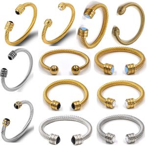 Designer Twisted Charm Kabel DY Armband Männer Beliebter Schmuck für Frauen klassisches Retro Verlobungsgeschenk Gold Silber Perlenkopf offener Armreif Dy Armband mit Box