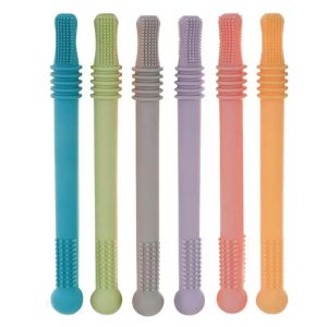 Mordedor infantil molares treinamento dentição silicone palha goma brinquedos molar mastigador chupetas anti comer goma de mão recém-nascido exercício de mascar zz