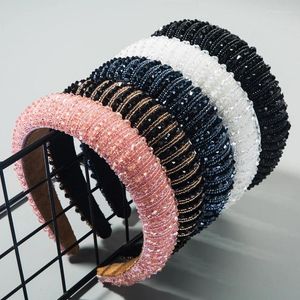 Hair Clips European And American High-End Sponge Headband Simple Broad-Sided Fashion Handmade Beaded Temperament Accessories