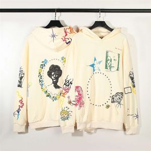 Meichao High Street hand-painted graffiti classic characters in the style of Ins niche design graffiti pullover hoodie