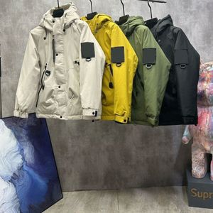 Designer Herrenjacke Stones Island Winter Damen Daunen Outdoor winddicht kältebeständig warme Kapuzen-Baumwolljacke Revers Spleißen gefälschte zwei Stücke Casual Cou Q85H #