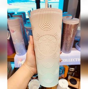 24oz Starbucks Canecas com logotipo Iridescente Bling Rainbow Unicorn Mermaid Goddess Craved Copo Cold Cup Caneca de café com palha reutilizável 1214