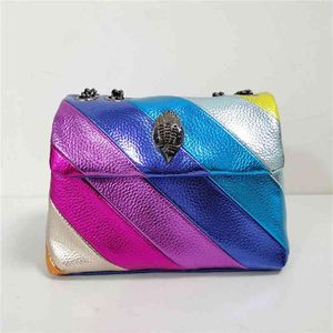 Crossbody Bag Shopping Rainbow Bags Jointing Metallic Colorful PU Handbag For Ladies Stitching Purse Portable Toiletry Pouch Pu Wa213Y