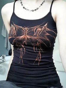 Damen-Tanks, Schmetterlings-Top, Sommer-Frauen-Grafik-T-Shirts, niedliche Kawaii, ärmellose Leibchen, Gothic-Kleidung, Y2k-E-Girl-Punk-Stil, Camis