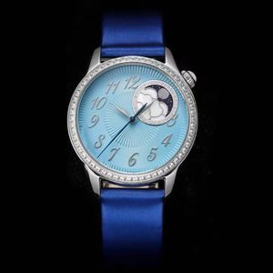 Damenuhr Hochwertige mechanische Ealing Goddess, schicke Freundin, schicke High-End-Designeruhr mit automatischer Saphir-Mondphasenfunktion und drei Stiften