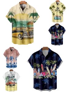 Sandbeach Męskie koszule swobodne lato vintage Top 3D Printed Car Loose Hawaiian Męska koszula plaża Aloha Fashion Fashion Ubranie ropahombre 291