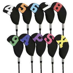 10pc Neopren Golf Demir Kulübü Baş Kapak Koruyucu Basit Kum Kama Golf Kulübü Demir Headcover Numarası Basılı 48-60 derece 231213