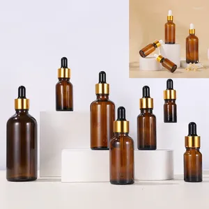 Bottles 5X 5-100ml Amber Brown Dropper Glass Euro Essential Oil Liquid Pipette Vials Containers Jars