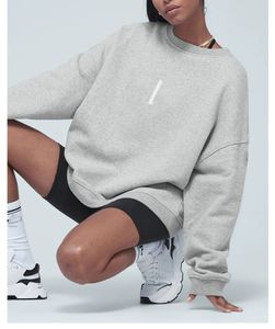 Designer hoodie aloe yoga kort version av rund hals ljus linje alooo yoga hoodie kvinnor lös täcker liten smal avslappnad långärmad kappa topp aloness 430