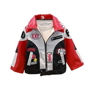 Jackets Spring Autumn boys Girls Faux Leather Jacket Zipper Coat For boy Motorcycle suits teenager Childrens Kids Clothes 231213