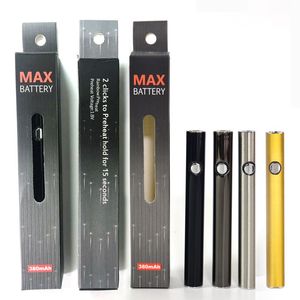 Max battery preheating battery 510 thread slim pen 380mah 2.7v-3.6v bottom adjustment voltage