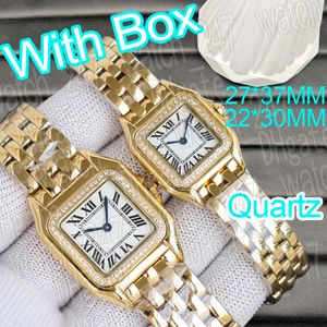 Luxus quadratische goldene AAA-Uhr Damen Modeuhren Designer Diamanten Quarz 751 Uhrwerk Uhren Saphir 316 Edelstahl Blaue Zeiger wasserdichte Armbanduhr