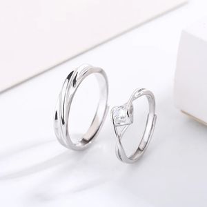 Wedding Rings S925 Sterling Silver Couple Ring A Pair of Men's and Women's Matching Rings Simple and Versatile Plain Ring Student Handicrafts 231214