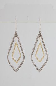 Mixed Metal Dangles Double Drop Earring with Cartons in Gold19673225633696