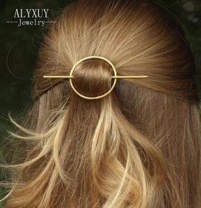 ALYXUY New Fashion Simple Round Hairpins Jewelry Women Girls Metal Circle Hair Clips Wedding Party Hair Accessories H4084306095