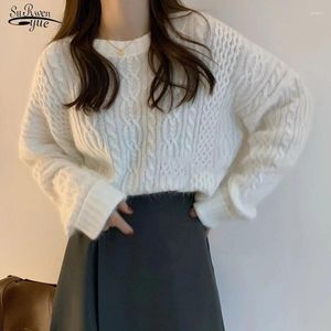 Kadın Sweaters 2023 Nazik Pembe Vintage Külot Kazak Sonbahar Gevşek Yumuşak Mumsu Moda Twist Örgü Top Sıradan Katı Beyaz 17180