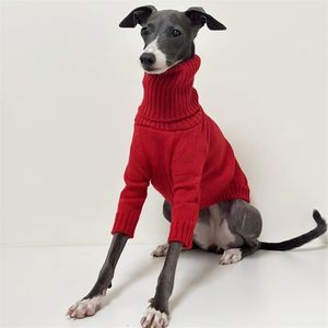 Dog Apparel Italian Greyhound Sweater Whippet Turtleneck Red Christmas Knitted Warm Pet Clothing 231213