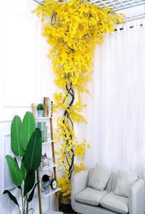 Set Artificial Leaves Golden Ginkgo Fake Leaf Tree Wall Hanging Plant för Outdoor Home Backdrop Display Juldekoration Set19880895