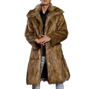 Männer Pelz Faux High Street Lange Mantel Jacke Winter Warm Schwere Industrie Haute Lose Casual Windjacken Mäntel Kleidung 231213