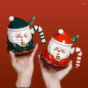 Muggar 500 ml jul Santa Ceramic Coffee Artful CraftsManship Handgjorda tecknade för te roliga gåvor