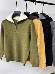 Mens Sweaters High End Zipper Lapela Sweater Homens Outono Inverno Moda Versão Coreana Cor Sólida Encaixe Solto e Pulôver De Malha Quente 231213