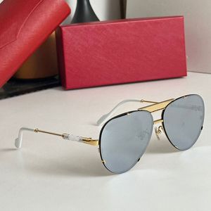 2024 Säsong Mens Brand Designer Brand Solglasögon CT0436 Herr Womens Classic Pilot Metal Frame White Leg Mirror Lens UV400 Fashionabla solglasögon med originallåda