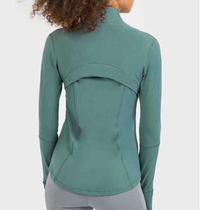L-78 Autumn Zipper Jacket Quick-Drying Yoga Clothes Long-Sleeve Thumba Hole Training Running Women Slim Fitness Coat Sports outfits85rgds