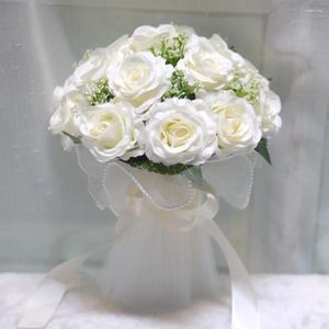 Dekorativa blommor utomhus bröllopsengagemang Simulering Rose Hand Bouquet Cross-Border Western Forest Bridal Z-732