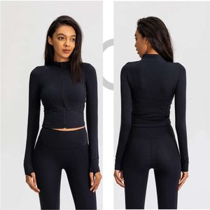 Lu ausrichten Frauen Yogas ausrichten T -Shirt Frauen schwarze schlanke Langarmjacke Full Reißverschluss Running Mant