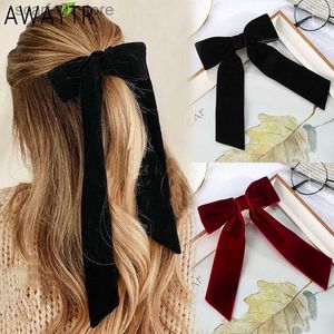 Headwear Hair Accessories Vintage Stora stora sammet Bow Hairpins Barrettes For Women Girls Wedding Long Ribbon Korean Hair Clip Hair Grip Hair AccessoriesL231214