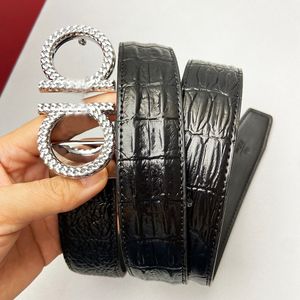 Men'S Belt Crocodile Pattern Leather Fashion Eight Alloy Belts Buckle Luxury Brand Jeans Belts For Men Business Belt Female Belt 3.4Cm