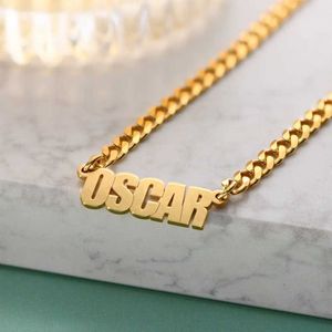 Pendant Necklaces Customized Name Necklace Pendant Womens Stainless Steel Jewelry Cuban Chain Personalized Name Necklace Handmade Gift J240516