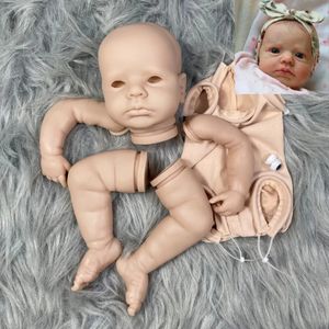 Bonecas kit de boneca reciclada sem pintura de 20 polegadas LouLou Awake vinil macio com corpo de tecido e olhos feitos à mão DIY peças de boneca de brinquedo moldado 231214