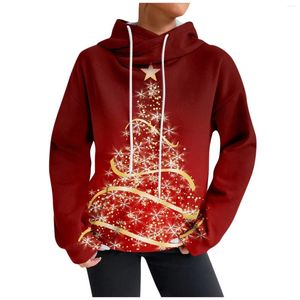 Kvinnors hoodies pullover unika kvinnor pullovers eleganta avslappnade långa ärmar jultryckta tröjor högkvalitativ drag