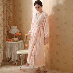 Kvinnors sömnkläder kvinnor vinter sammetrockar sexiga v nack brud bodklänning söt långärmad kimono med sashes kvinnlig solid bekväm