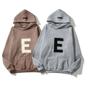 Dimma essentials hooded big e amerikan high street mode varumärke stekt gata par hoodie set herre hoodie